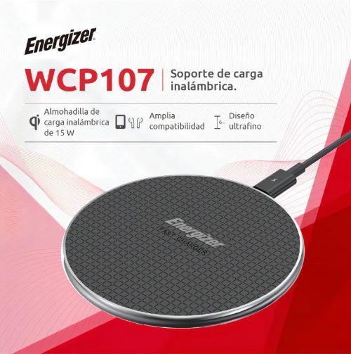Base Cargadora Energizer Max Cargador Inalámbrico Led Qi Carga Rapida 15w